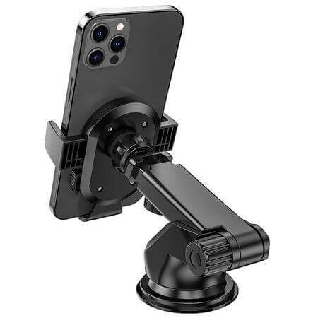Universal vacuum phone stand BOROFONE BH39 with long arm - Black