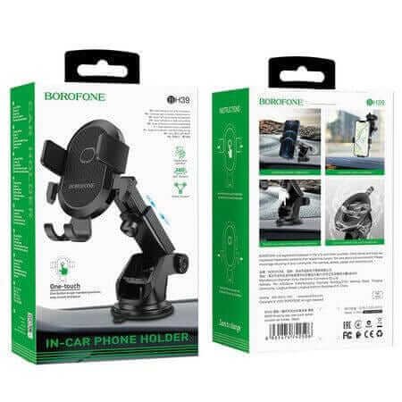 Universal vacuum phone stand BOROFONE BH39 with long arm - Black