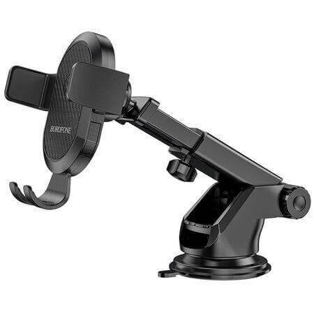Universal vacuum phone stand BOROFONE BH39 with long arm - Black
