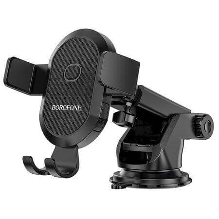 Universal vacuum phone stand BOROFONE BH39 with long arm - Black