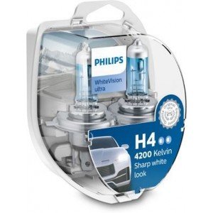 Bulbs PHILIPS WHITEVISON ULTRA H4 5000K 55W/60W 12V Carton box - 2 pieces
