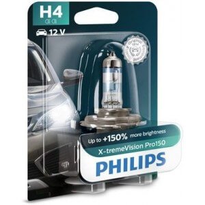 Bulb PHILIPS X-TREME VISION PRO150 H4 3400K 55W/60W 12V Cardboard blister - 1 piece