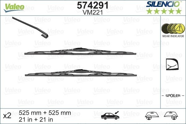 Wipers Valeo Silencio Performance Silencio Conventional 525mm - 2 pieces