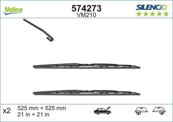 Чистачки Valeo Silencio Silencio Conventional 525мм - 2 броя