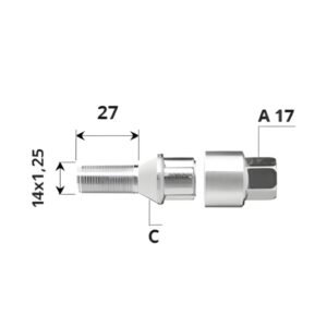 Set of external security bolts - 14x1.25x27 / C / - A17