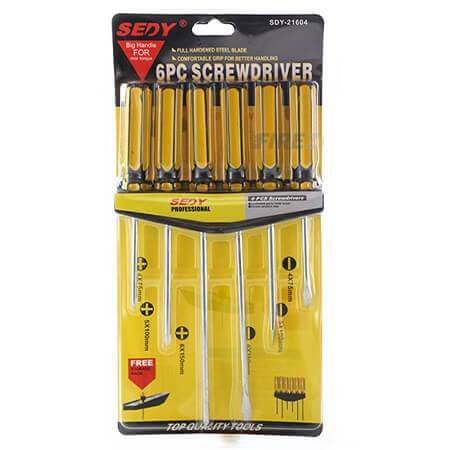 Screwdrivers with PVC wall holder - 6 pcs.