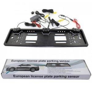 License plate holder with rear view camera and parking sensors - Black