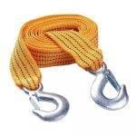 Towing rope with metal hooks
