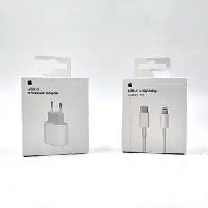 Комплект за iPhone, зарядно 20W + кабел USB-C към Lightning