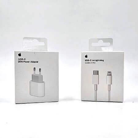 Комплект за iPhone, зарядно 20W + кабел USB-C към Lightning