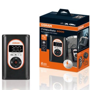 Компресор OSRAM TYRE inflate 4000 за гуми, 8.3 bar, 12V DC, 90dB, с вградена батерия 5000mAh