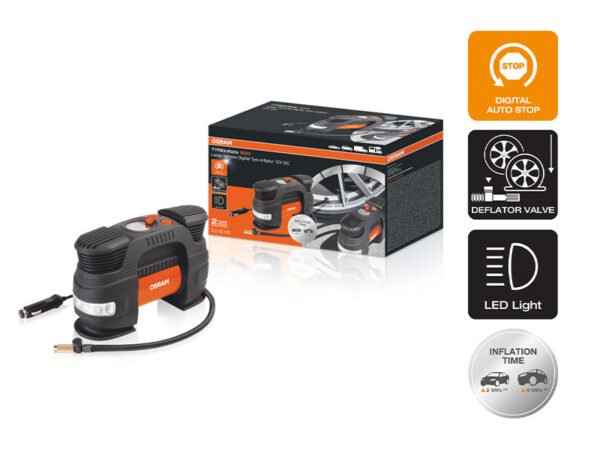 Compressor OSRAM TYREintlate 830 for tires, 5.5 bar, 12V, 90dB