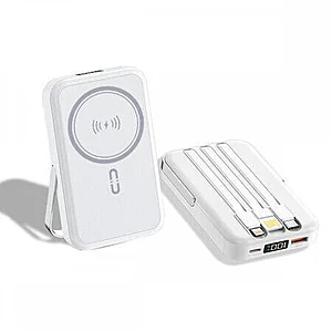 NJ23 PD 22.5W Magsafe с LED индикатор (ЧЕРЕН) 2 кабела USB-C и Lightning 5,000MAH Безжично Зареждане.