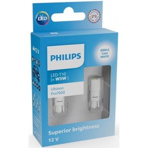 Крушки PHILIPS ULTINION PRO7000SL W5W 6000K 0,87W 12V Картонена кутия - 2 броя