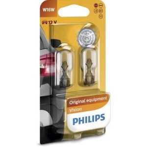 Крушки PHILIPS VISION W16W 3200K 16W 12V Картонен блистер - 2 броя