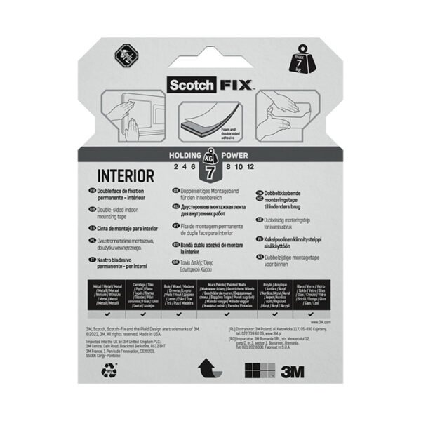 Двойнолепящо тиксо 3M Scotch® FIX 19mm х 5m до 7kg за Интериор