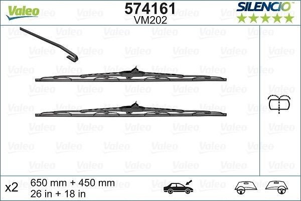 Wipers Valeo Silencio Silencio Conventional 650mm - 2 pieces