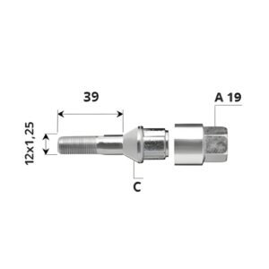 Set of external security bolts - 12x1.25x39 / C / - A19