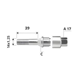 Set of external security bolts - 14x1.25x39 / C / - A17