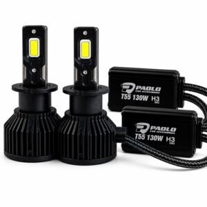 LED крушки T55 H3 130W 12/24V 6000K - комплект 2 броя за силна бяла светлина