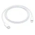 Свържете вашия iPhone или iPad с конектор Lightning към вашия Mac с активиран USB-C или Thunderbolt 3 (USB-C) за синхронизиране и зареждане. Можете също да използвате този кабел с вашия Apple 18W, 20W, 29W, 30W, 61W, 87W или 96W USB ‑ C захранващ адаптер, за да заредите вашето iOS устройство и дори да се възползвате от функцията за бързо зареждане на избрани модели iPhone. USB Type C – Lightning кабел. Дължина 1.0м. Бързо зареждане.