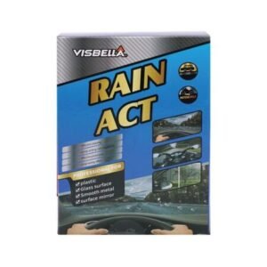 Visbella Rain Act е разработен, за да подобри условията на шофиране и видимостта при всякакви метеорологични условия, така че да можете да шофирате в пълна безопасност. Oсигурява слой защита срещу дъжд, кал, мръсотия и мазнини. Създава тънък хидрофобен слой върху стъклата и огледалата, който не позволява на водните капки да се задържат, а бързо се стичат. Не само за предното стъкло, препаратът може да се използва за всички стъкла и огледала на автомобила. Разфасовка: 250 ml.