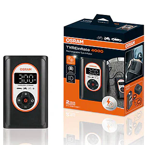 Компресор OSRAM TYRE inflate 4000 за гуми, 8.3 bar, 12V DC, 90dB, с вградена батерия 5000mAh