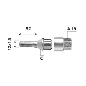 Комплект външни секретни болтове - 12x1.5x32 / C / - A19