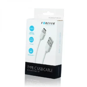 Forever Кабел USB-A – USB-C 1м 2A – Бял