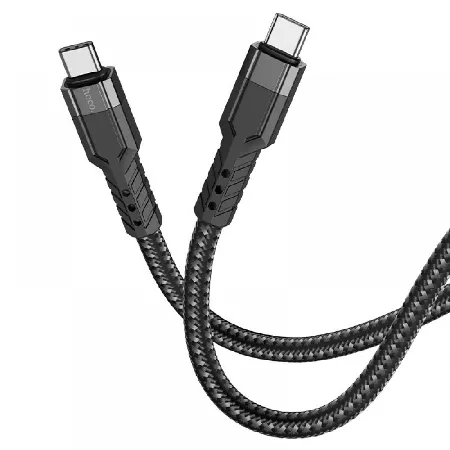 HOCO Кабел USB-C – USB-C екстра устойчив 1.2м 60W/3A – Черен/Син U110