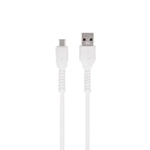 Maxlife Кабел USB-A – USB-C 1м 3A с подсилени конектори – Бял MXUC-04