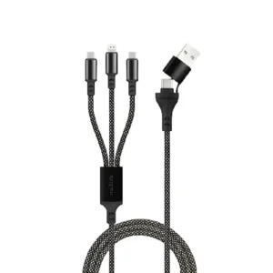Maxlife Кабел USB-A + USB-C – Lightning + 2x USB-C 1м 66W – Черен ALLin1