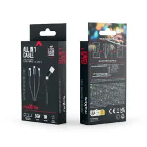 Maxlife Кабел USB-A + USB-C – Lightning + 2x USB-C 1м 66W – Черен ALLin1 - Image 10