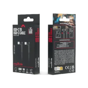 Maxlife Кабел USB-C – USB-C ъглов 1м 60W – Черен MXUC-09 - Image 3