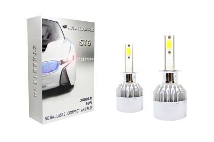 LED крушки - LED система H3 за фарове - 7600 лумена, 36W - COB 6000K