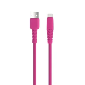 Setty Кабел USB-A – USB-C с подсилени конектори 1.5м 2.1A – Цикламен Barbie Style
