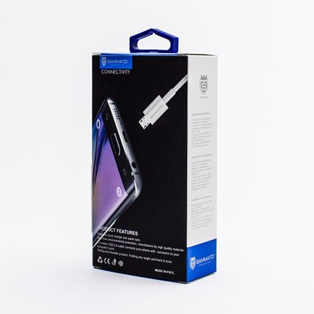 USB кабел Micro Sammato, 1 метър, Бял