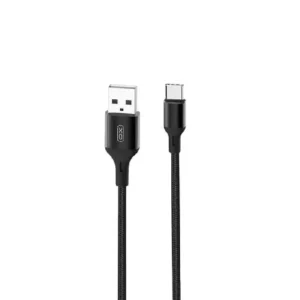 XO Кабел USB-A – USB-C плетен 2м 2.4A – Черен NB143