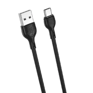XO Кабел USB-A – USB-C силиконов 2м 2.1A – Черен NB200