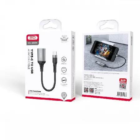 XO OTG Кабел USB-C – USB-A – Черен NB201