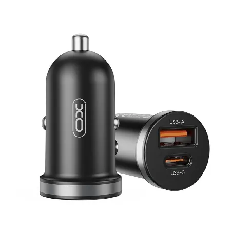 XO Зарядно за кола USB-A и USB-C изход 30W – Черен CC56