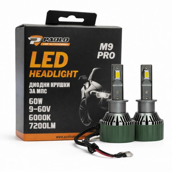 LED крушки M9 PRO H3 6000K 9-60V - комплект 2 броя за автомобили, бусове и машини