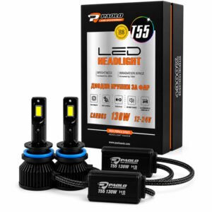 LED крушки T55 H8/H11 130W 12/24V 6000K - мощен комплект 2 броя за фарове и халогени